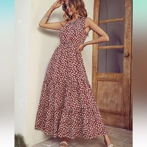 Pretty garden one shoulder maxi dress XL